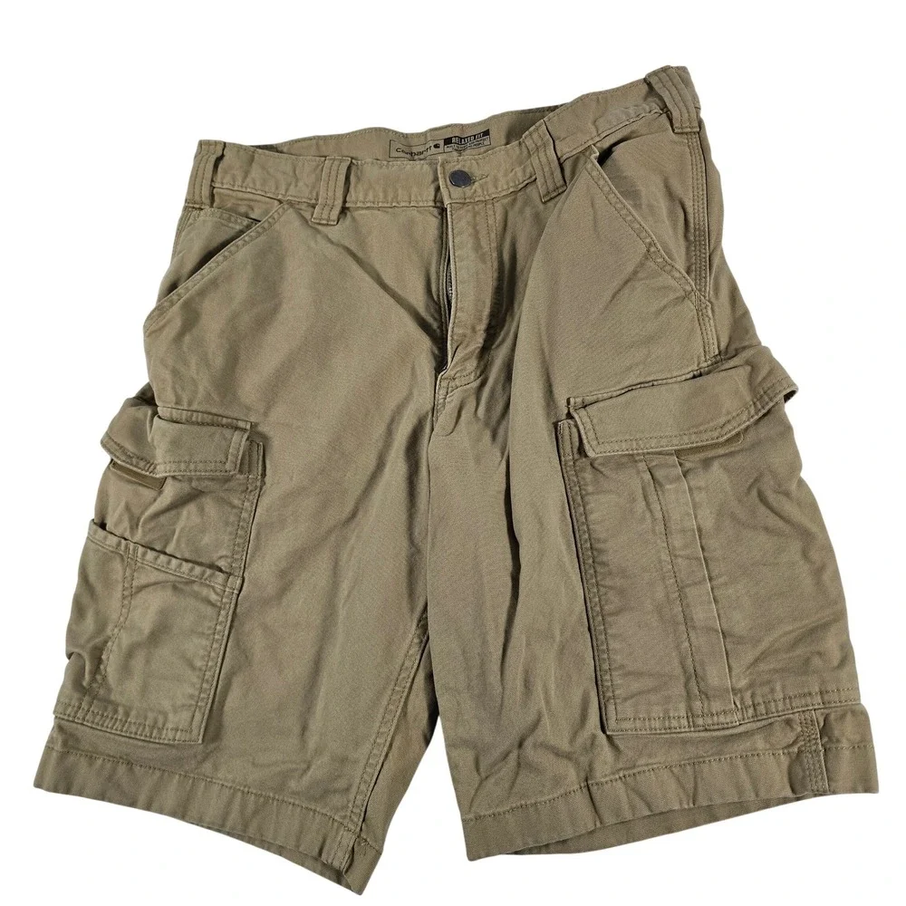 Carhartt Mens Rugged Flex Relaxed‎ Fit Canvas Cargo Work Short Tan BS3542-M 32